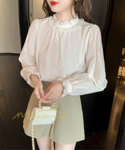 シャツ・ブラウス | ブラウス レディース きれいめ 40代 春秋 上品 無地 ブラウス 長袖 ゆったり オシャレ 韓国風 通勤 着痩せ フェミニン 30代 大人 カジュアル レース付き 50代