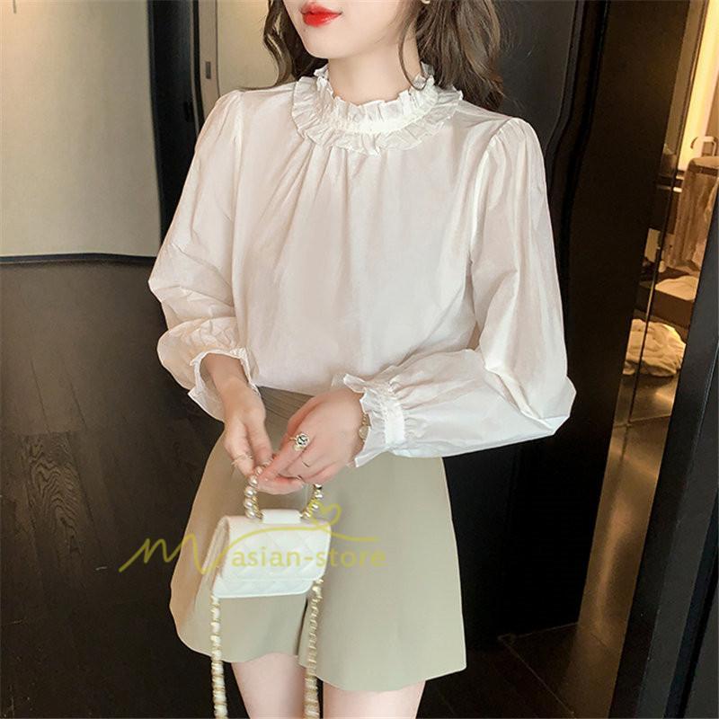 シャツ・ブラウス | ブラウス レディース きれいめ 40代 春秋 上品 無地 ブラウス 長袖 ゆったり オシャレ 韓国風 通勤 着痩せ フェミニン 30代 大人 カジュアル レース付き 50代