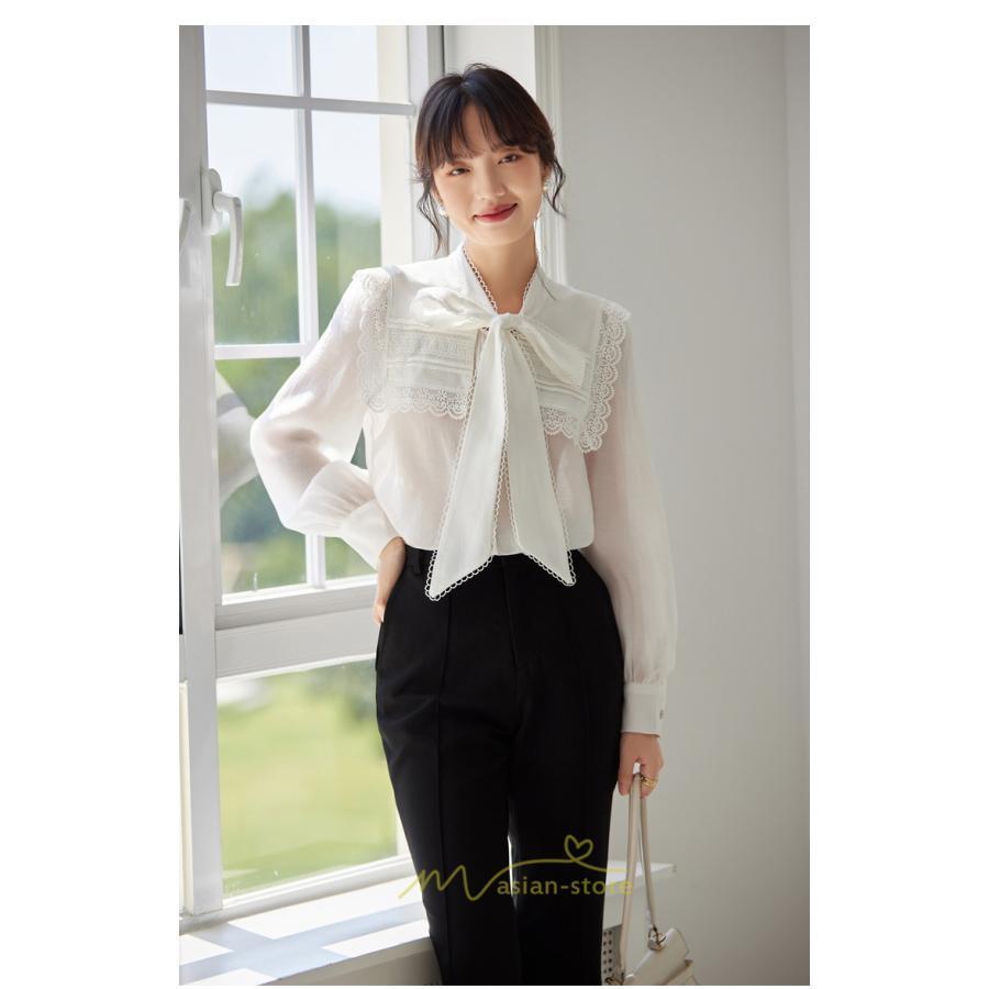 シャツ・ブラウス | ブラウス レディース 長袖 50代 白 シャツ ゆったり トップス きれいめ フォーマル 上品 フェミニン 高品質 20代 40代 OL 蝶結び お出かけ 30代 通勤