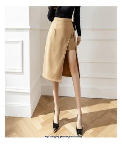 スカート | ロングレディース ボトムス  ロング 秋冬 40代 50代 コーデ 送料無料 スリット 着痩せ 韓国ファッション Aライン セクシー ハイウエスト