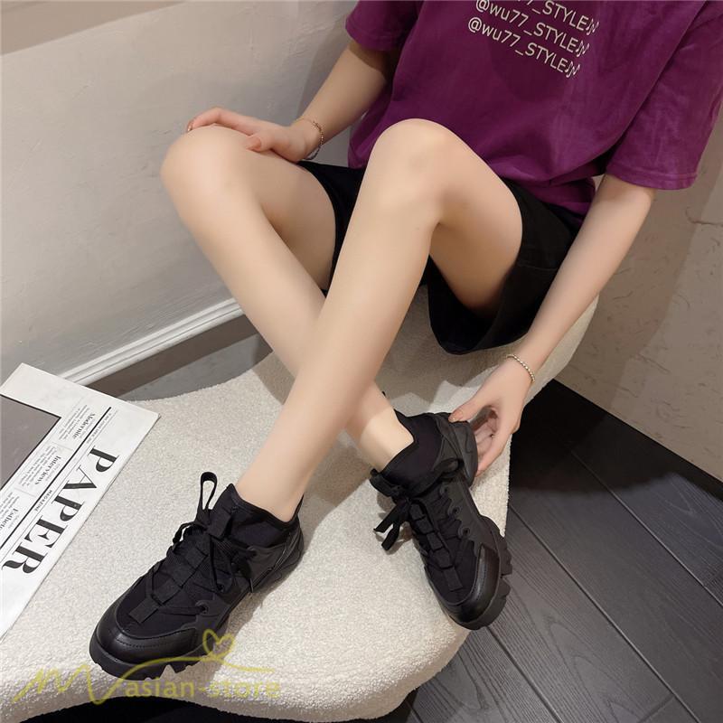 スニーカー | インソール レディース ダッドスポーツシューズ 靴 厚底 レースアップ 無地 履きやすい ハイカット 可愛い 脚長効果 歩きやすい 新作