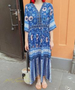 マキシ | 夏ワンピース ロングワンピース フレアワンピース 五分袖 落ち感 涼しい Vネック 大人 可愛い 旅行 パーティードレス お呼ばれワンピース 30代40代 ビーチ