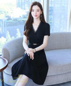 ミディアム | Aラインワンピース ワンピース レディース 着痩せ 無地 半袖 Vネック ひざ丈 ミディアムワンピース カジュアル おしゃれ 30代 20代 上品 大きいサイズ 40代