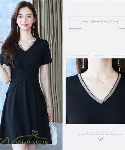 ミディアム | ワンピース Aライン レディース 着痩せ Vネック ひざ上丈 カジュアル 大きいサイズ 無地 きれいめ おしゃれ 春 夏 30代 新作 上品 サマーワンピース 40代 20代