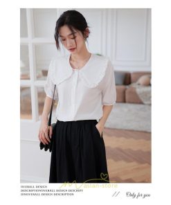 シャツ・ブラウス | ブラウス シフォン トップス レディース 白 紫 夏ブラウス シフォンブラウス 半袖 オフィス 春夏 クルーネック お出かけ 着痩せ 華奢見え フリル