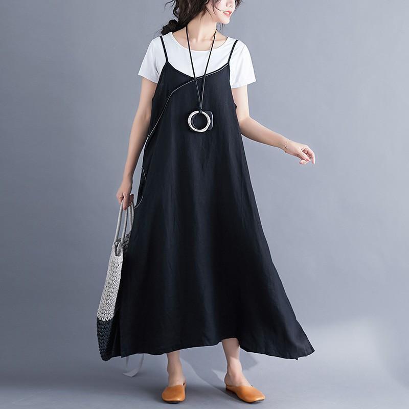マキシ | キャミソールワンピース リネンワンピース ロングワンピース Aラインワンピース ワンピース キャミソール 大人 20代30代 無地 通学通勤 可愛い 夏秋物