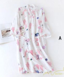 パジャマ　ルームウェア | ルームウェア ネグリジェ パジャマ レディース ダブルガーゼ 綿100% ワンピース 長袖 ロング 春 夏 秋 薄手浴衣 バスローブ 花柄 おしゃれ かわいい 寝巻き