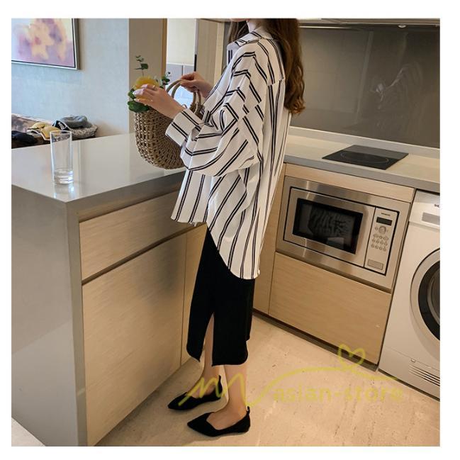 在庫ある | 短納期シャツレディースブラウス ビジネスカジュアルゆったりシャツトップス フォーマルシャツ オフィスブラウス ストライプ 薄手 通学通勤 春夏衣装 着痩せ