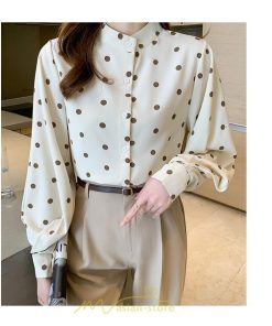 シャツ・ブラウス | シャス ブラウス 春夏 秋 シフォン レディース 長袖 フォーマル オフィス 入学式 入園式 ドット柄 外出 お出かけ ビジネス 20代30代40代50代 通勤 OL