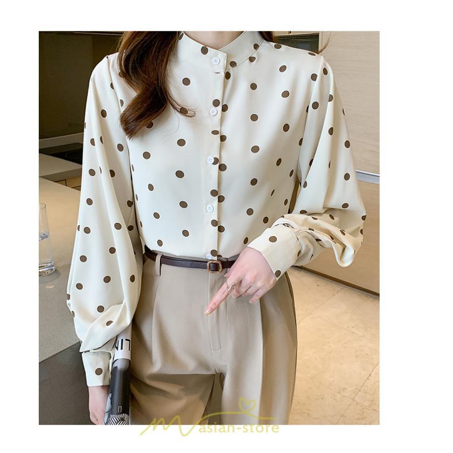 シャツ・ブラウス | シャス ブラウス 春夏 秋 シフォン レディース 長袖 フォーマル オフィス 入学式 入園式 ドット柄 外出 お出かけ ビジネス 20代30代40代50代 通勤 OL