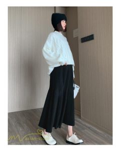 スカート | マタニティレディース 着痩せ リブニット 無地 マタニティウェア ウエスト調整 産前 産後 妊婦着 ハイウエスト 妊婦服 カジュアル Aライン