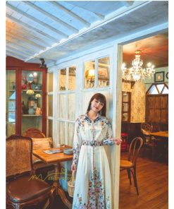 マキシ | マキシワンピース ワンピース レディース 長袖 体型カバー レトロ風 プリント ドレス マキシ丈ワンピース 通勤 綺麗 夏 ロング マキシ丈 オシャレ ラペル 無地