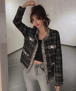 ジャケット・ブルゾン | ツイード風 ジャケット レディース韓国風