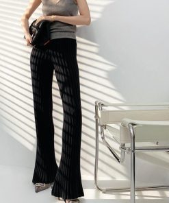 ワイドパンツ | リブニットパンツ リラックスパンツ厚手