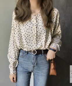 Tシャツ・カットソー | おしゃれ レディース シフォンブラウス ブラウス ドット柄 シャツブラウス ゆったり トップス 水玉模様 オフィス 長袖