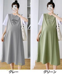 ワンピース | マタニティレディース 着痩せ 半袖 Aライン 大きいサイズ カジュアル 可愛い マタニティウェア 妊婦服 膝丈 産前産後 お出かけ 夏服