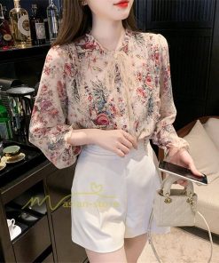 シャツ・ブラウス | ブラウス レディース きれいめ 40代 春夏秋新作 オシャレシフォンブラウス 花柄シャツ 長袖トップス 大人 通勤OL リボン付き シャツ30代 ゆったり 50代 上品