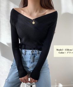 ニット・セーター | ニットトップス Vネック 肌見せ 韓国風