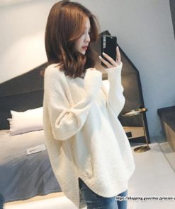 ニット・セーター | ニット レディース 秋 秋服 トップス セーター 秋服コーデ 長袖 Vネック オフィスカジュアル プルオーバー ゆったり 大きめ ラウンドヘム模様編みニット 冬服