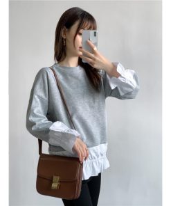 ｔシャツ・カットソー | トレーナー Tシャツ 長袖 レディース カジュアル レイヤード カットソー シャツ 異素材 切り替え トップス Tシャツ 重ね着 20代 ゆったり 秋物 50代 30代