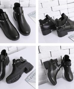 ショートブーツ | ブーティ 厚底 ショットブーツ 美脚ブーツ ローヒール 履きやすい リベット付き お洒落 サイドゴアブーツ レディース