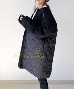ダウンジャケット コート | キルティングコート 中綿 レディース コート 中綿コート 冬 キルティング 無地 ジャケット 防寒コート カーディガン ドッキング 秋 アウター ブラック トレンド