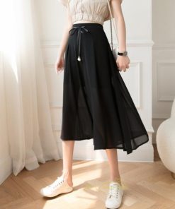 ワイドパンツ | ガウチョパンツ 無地 レディース ボトムス ハイウエスト ゆったり パンツ シフォンパンツ 涼しい 夏新作 さらさら カジュアル 30代40代 体型カバー