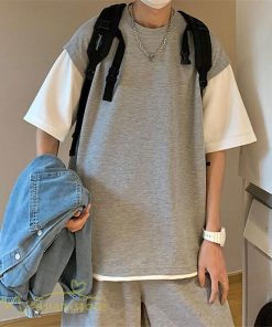 Tシャツ | Tシャツ メンズ 半袖 重ね着風 レイヤード 無地 ゆったり クルーネック カットソー 20代 30代 おしゃれ 無地 大きいサイズ シンプル 40代 カジュアル お出かけ