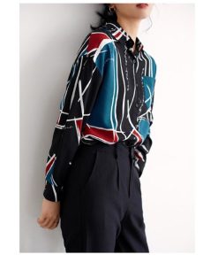 シャツ・ブラウス | シャツ ブラウスシャツ レディース トップス 長袖 ポロネックシャツ ブラウス シャツブラウス 春 夏 秋 レトロ カジュアル シャツ リゾート 幾何学模様