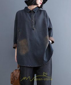 シャツ・ブラウス | デニムシャツワンピ ワンピース ロング 長袖 デニム 送料無料 大きいサイズ マタニティ 体型カバー 春 夏 秋 冬 50代 20代 30代 40代 おしゃれ