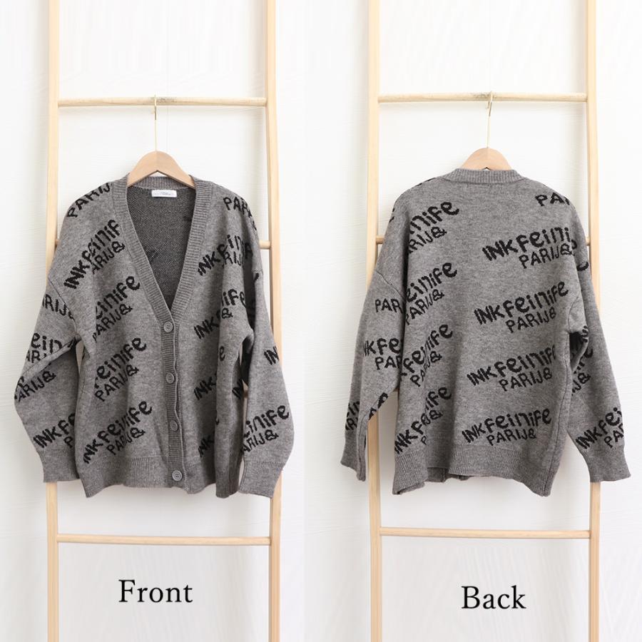 ニット・セーター | 英字ロゴニットカーディガンレディース