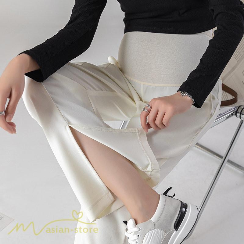 パンツ レギンス | マタニティパンツ ワイドパンツ 無地 妊婦服 おしゃれ ゆったり マタニティウェア パンツ 着痩せ 無地 サマーパンツ お出かけ 日常 ウエスト調整 裾口スリット