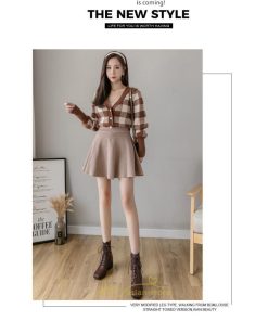 スカート | レディース ボトムス ミニ丈 ひざ上 ウエストゴム 楽ちん ゆったり ニット 秋冬 韓国風 Aライン フレア デート 着痩せ 可愛い お出かけ 脚長効果