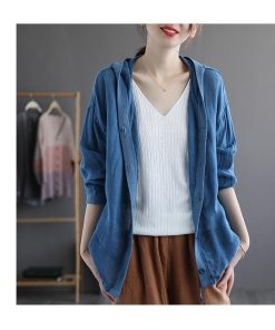 カーディガン | レディース 無地 UVカットー ライトアウター 秋コーデ 40代50代 きれいめ カジュアル フード付き エレガント 大きいサイズ 20代30代 麻混 秋服