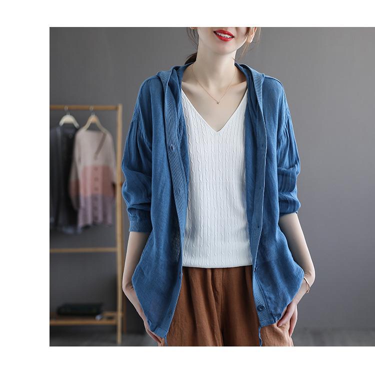 カーディガン | レディース 無地 UVカットー ライトアウター 秋コーデ 40代50代 きれいめ カジュアル フード付き エレガント 大きいサイズ 20代30代 麻混 秋服