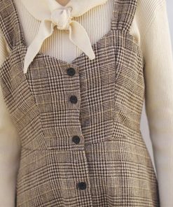 オールインワン | スカート ワンピース ロング 秋冬 チェック ジャンパースカート サロペット オールインワン 大人 グレンチェック