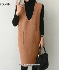 マキシ | ワンピース ジャンパースカート Vネックジャンパースカート ラシャ 着痩せ 上品 フェミニン キレイめ 通勤 おしゃれ オシャレ 40代 30代 20代 通勤 50代　