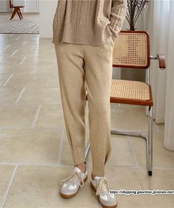 チノ・テーパード・ジョガー・スキニーパン | リブパンツ パンツ レディース ボトムス リブニット ニットパンツ ジョガーパンツ テーパードパンツ 長ズボン ウエストゴム 無地 ポケット 3色 秋冬 楽チン