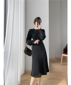 ニットワンピース | レディース 冬 きれいめ ロング おしゃれ 秋冬 長袖 送料無料 着痩せ 無地 通勤 提灯袖 可愛い パフスリーブ 20代30代40代50代