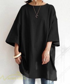 ｔシャツ・カットソー | Tシャツ レディース カットソー 着痩せ 無地 半袖 ゆったり ロングTシャツ オーバーサイズ 体型カバー 夏新作 クルーネック プルオーバー 大きいサイズ 5XL