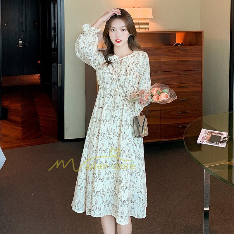 ミディアム | ワンピース レディース 長袖 膝丈ワンピー 春秋 きれいめワンピース オフィス ハイウエスト 春夏新作 通勤通学 カジュアル お出かけ 20代30代40代 エレガント