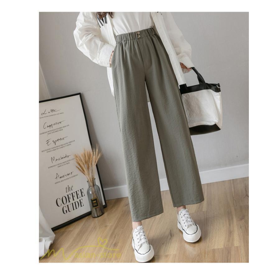 ワイドパンツ | ガウチョパンツ ゆったり ロングパンツ ハイウエストパンツ ウエストゴム カジュアルパンツ 無地 体型カバー レディース おしゃれ 通勤通学