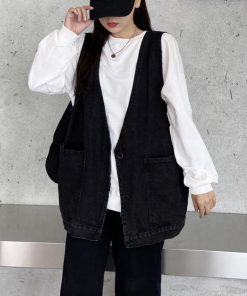 ベスト | デニムジレ Vネック レディース