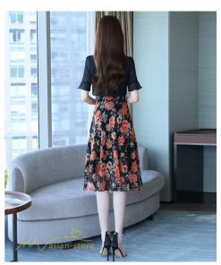 ミディアム | ワンピース レディース 花柄 着痩せ きれいめ おしゃれ 夏 サマーワンピース 膝丈 大きいサイズ 通勤 肩マント ミディアムワンピース お出かけ 気質 二点セット
