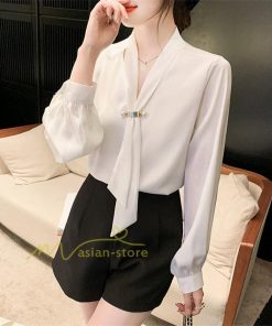 シャツ・ブラウス | ブラウス レディース きれいめ 40代 春秋 上品 無地 ブラウス 長袖 ゆったり オシャレ 韓国風 通勤 着痩せ 50代 フェミニン エレガント 大人 30代 リボン付き