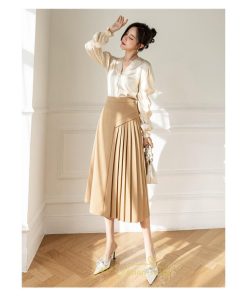 スカート | ロング 秋 秋服 レディース ボトムス ロングフレア プリーツ裏地付き キレイめ 着痩せ フェミニン お出かけ 可愛い オシャレ