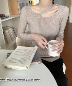 ニット・セーター | カットソー ニット レディース リブニット 長袖 秋冬 春 トップス スリム ストレッチ インナー 無地 通学通勤 着痩せ プルオーバー 長袖カットソー 長袖ニット