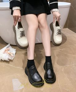 ローファー | レディース 厚底シューズ  JK パンプス 太めヒール 靴ひも 黒 女子靴 オシャレ 通学 コンフォート 通勤 10代20代30代40代 送料無料