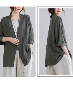 カーディガン | 羽織り レディース 秋服 ライトアウター Vネック 麻綿 無地 20代 30代 春 夏 秋 長袖 カジュアル 40代 50代 秋コーデ 秋かわいい