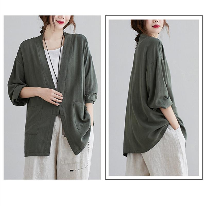 カーディガン | 羽織り レディース 秋服 ライトアウター Vネック 麻綿 無地 20代 30代 春 夏 秋 長袖 カジュアル 40代 50代 秋コーデ 秋かわいい